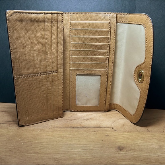 Coach Park Pebbled Leather Turnlock Tan Slim Envelope Wallet VTG EUC - Picture 8 of 15